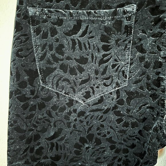 Club Monaco, Size 4, Black Velvet Floral Print Pants - Picture 4 of 4